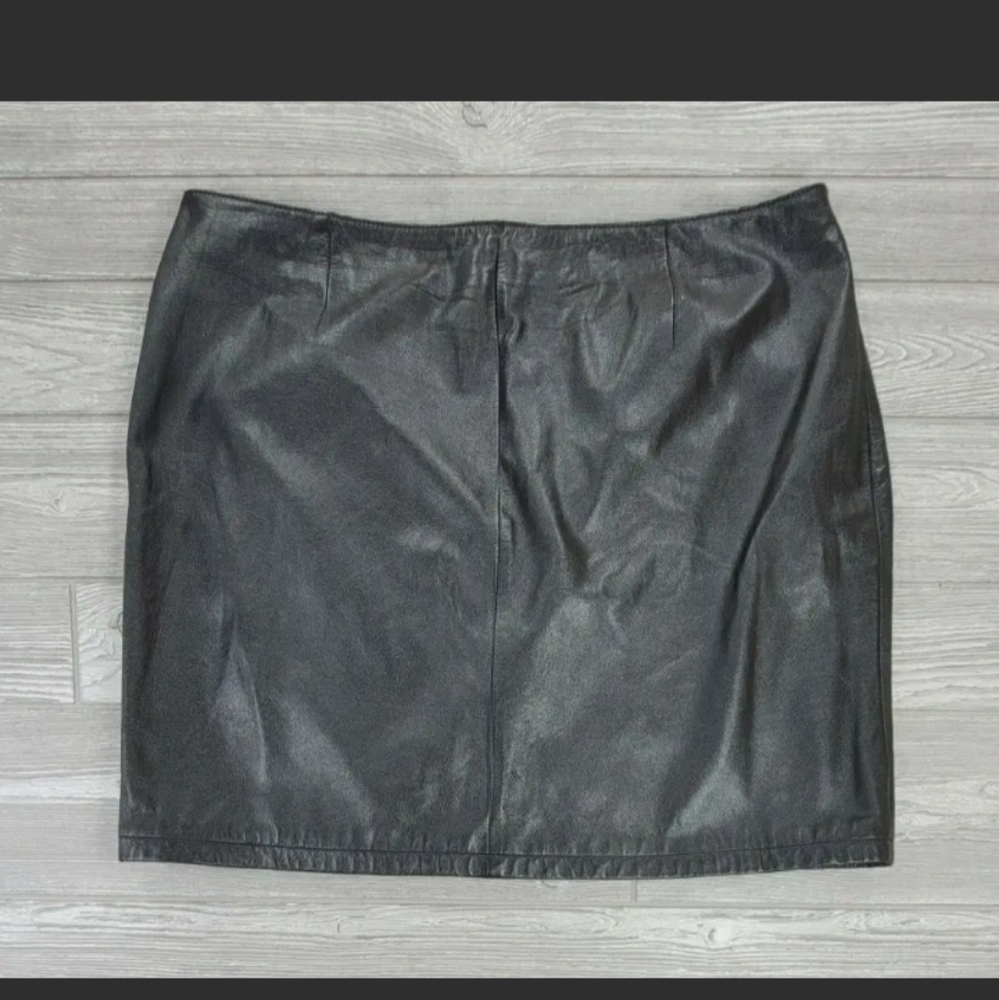 Maxima Wilsons Leather Skirt Womens Plus Size 24 Black Back Zip Slit Nylon Lined